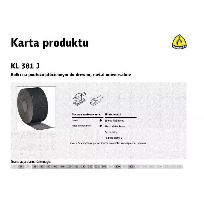Abrasiivne lihvimisriie 150 mm, tera 100, KLINGSPOR KL 381 (MPN 266299)