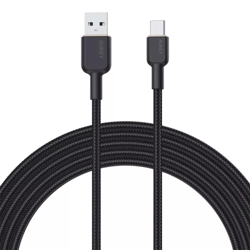 USB A - USB C kaabel Aukey CB-NAC1, 1 m, põimitud nailon, USB PD 60W, USB 2.0