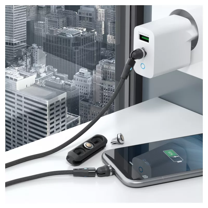 USB-kaabel RealPower MagneticCharge2 1m Must Kiirlaadimine Andmeedastus