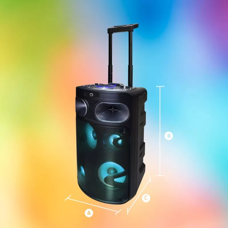 Kaasaskantav Bluetooth-karaokekõlar MANTA SPK0803B140 140 W, akutoide, MIC/USB/microSD, FM, ekvalaiser, rattad