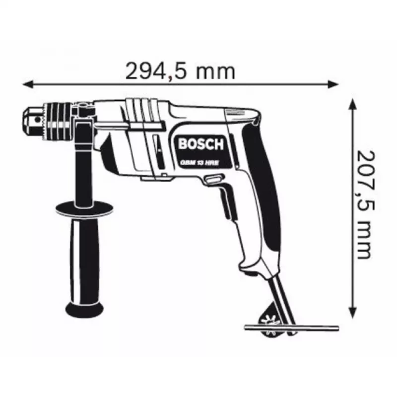Juhtmega puur Bosch 0 601 049 603 — 550 p/min, 550 W sisendvõimsus, 285 W väljundvõimsus, 4 cm puit, 1,3 cm teras, 2,1 kg