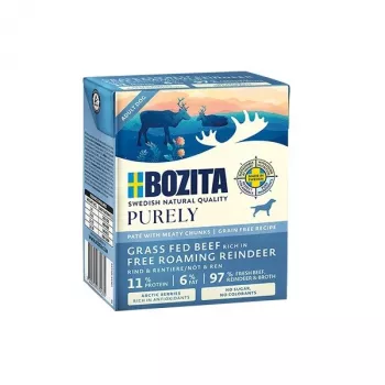 BOZITA Purely Paté Duoprotein veiseliha ja põhjapõder - märg koeratoit - 370g