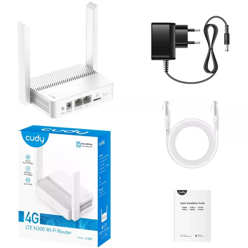 Cudy LT300 traadita ruuter Fast Ethernet üheriba (2,4 GHz) 4G Valge