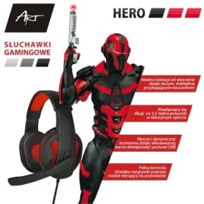 Mängukõrvaklapid mikrofoniga Art Hero USB