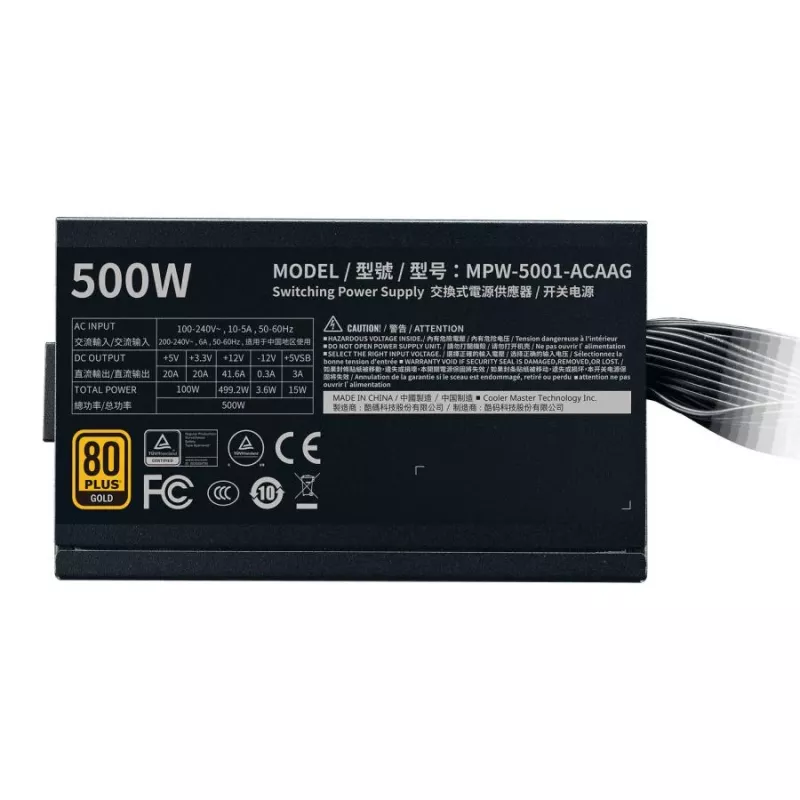 Cooler Master MPW-5001-ACAAG-NL GOLD bulk, ATX, 500W, 80 PLUS GOLD, 120mm, HDB, must