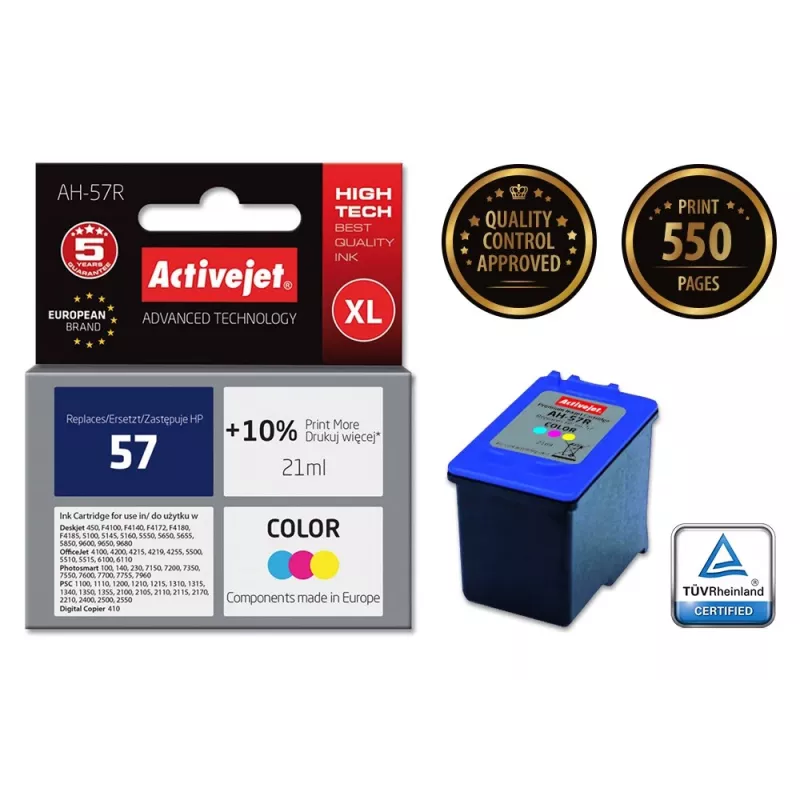 Activejet AH-57R tint (asendus HP 57 C6657AE jaoks; Premium; 21 ml; värviline)