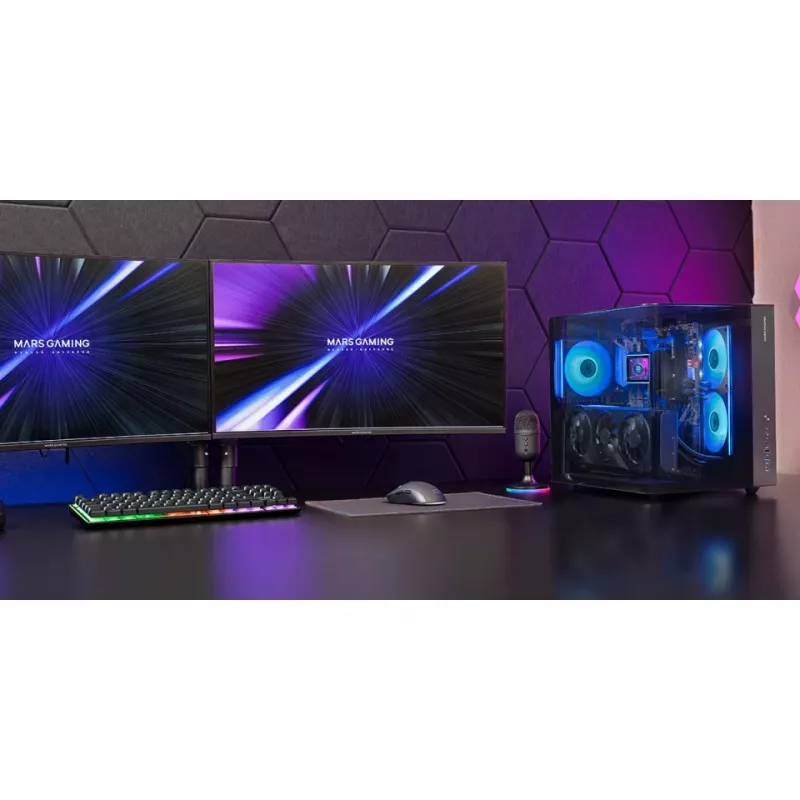 PC Midi Tower Case TACENS Mars Gaming MC-INFINIOLITE, must, karastatud klaas, toetab ATX/Micro-ATX/Mini-ITX, 120 mm ventilaatorid