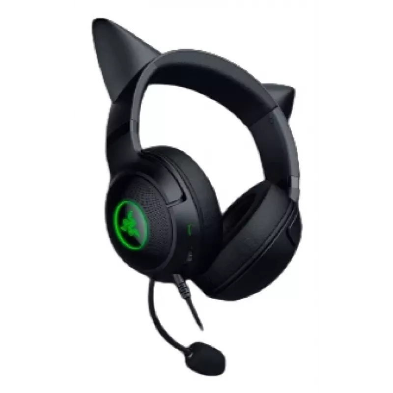 Kraken Kitty V2 - Must, mängupeakomplekt, kassikõrvad, voogreaktiivne valgustus, HyperClear kardioidmikrofon, 40 mm TriForce draiverid, kõrvaklappidesse ehitatud mikrofon, Razer Chroma RGB (kõrvad ja kõrvaklapid), ruumiline heli: saadaval ainult Windows 1
