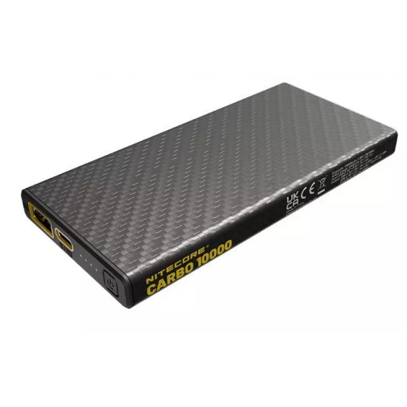 Kaasaskantav akupank Nitecore CARBO 10000 — liitiumioon 10000 mAh, 38 W PD, USB‑A + USB‑C, hall