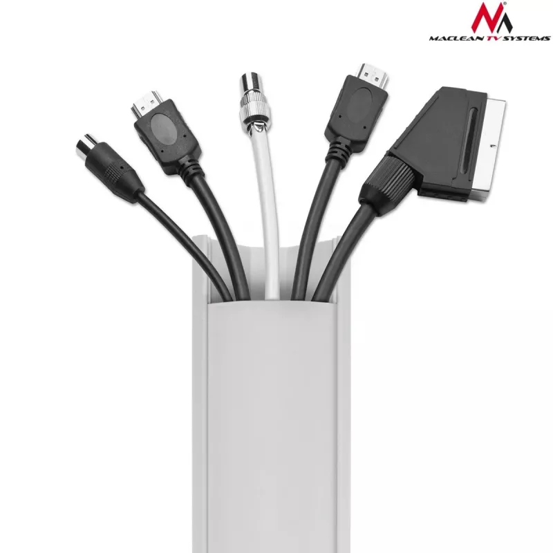 Kaabli painduv toru MACLEAN MCTV-575 põrandale, valge, 1,5 m, laius 43 mm, kõrgus 2,3–3,2 cm