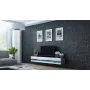 TV-alus Cama Meble VIGO NEW 30/140/40 — 1400×400×300 mm, hall pealispind, puitlaastplaat, hall raam, valged läikivad esipaneelid