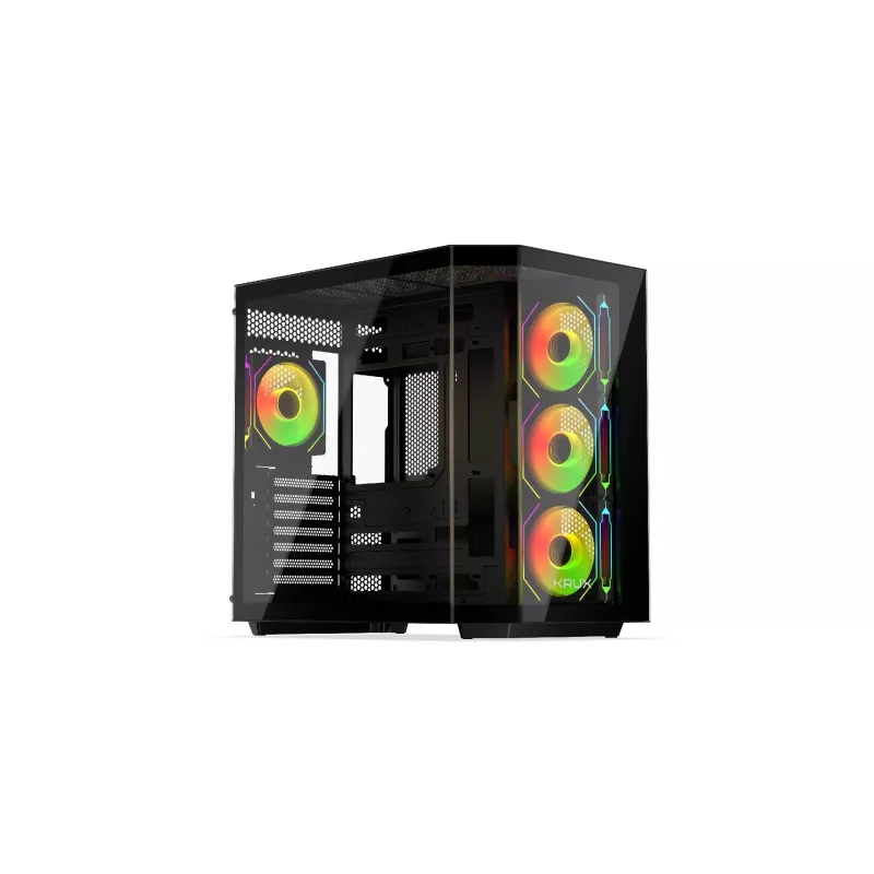 PC tornikorpus KRUX Empero KRXD010, ATX, must — toetab GPU-sid kuni 420 mm, CPU jahuteid kuni 155 mm, 2x 3,5-tollist + 3x 2,5-tollist sahtlit
