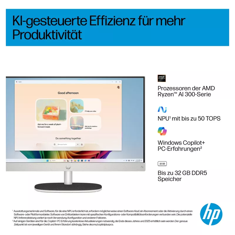HP All-in-One PC (Complete Solution) 27-ct2073ng AMD Ryzen AI 7-350 512GBSSD 16GB Valge (27-ct2073ng)