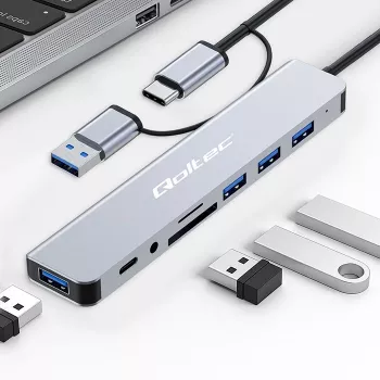 QOLTEC USB-C jaotur 4x USB + SD/TF kaardilugeja mudel 53794