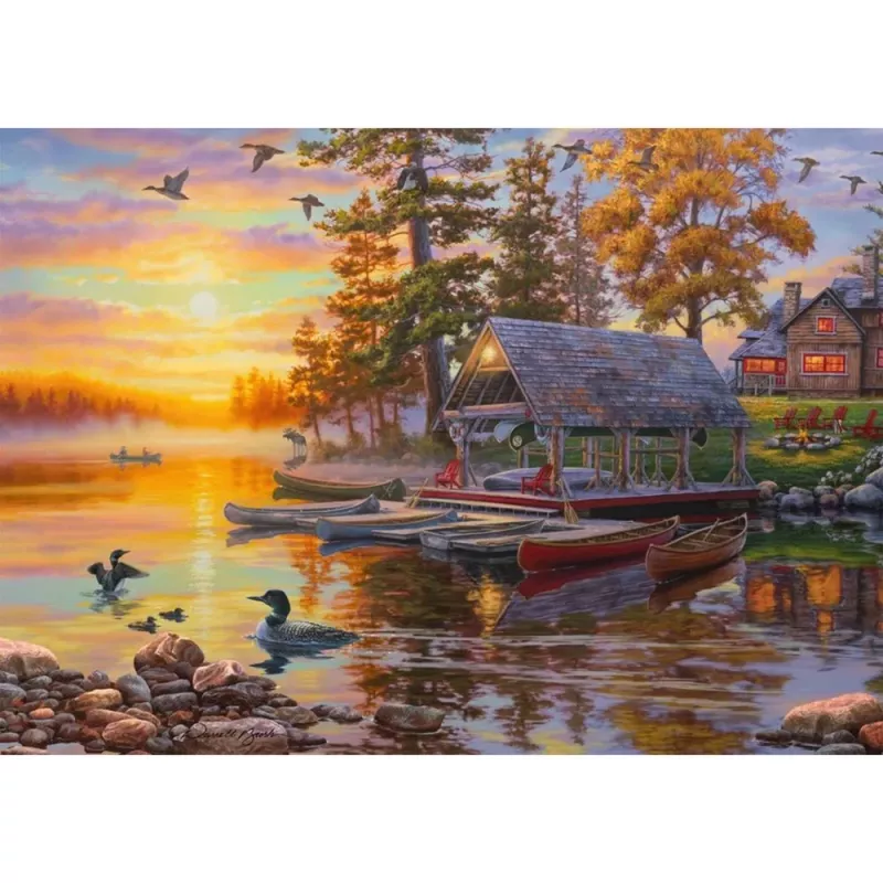 1000-osaline pusle schmidt spiele Darrell Bush Boathouse with Canoes, 1000 tükki