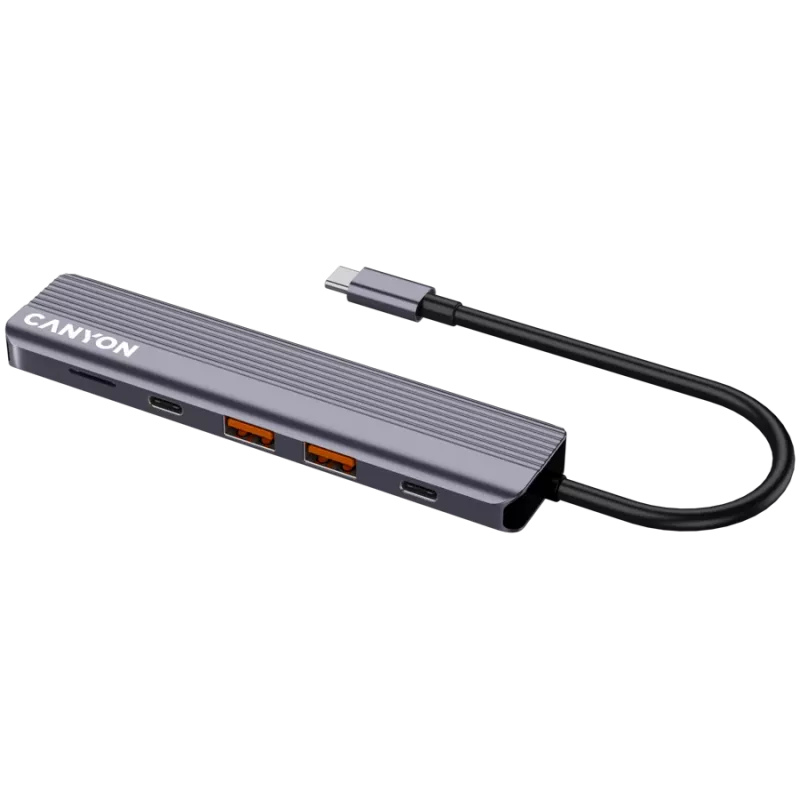 USB USB-C jaotur CANYON DS-17 — HDMI, USB 3.2 Gen 1 A, USB-C, MicroSD, 10000 Mbit/s, hall