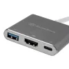 SilverStone SST-EP08C – USB 3.1 USB-C adapter HDMI-le/USB USB-C-le/USB Type-A-le – hõbedane