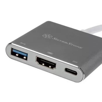 SilverStone SST-EP08C – USB 3.1 USB-C adapter HDMI-le/USB USB-C-le/USB Type-A-le – hõbedane