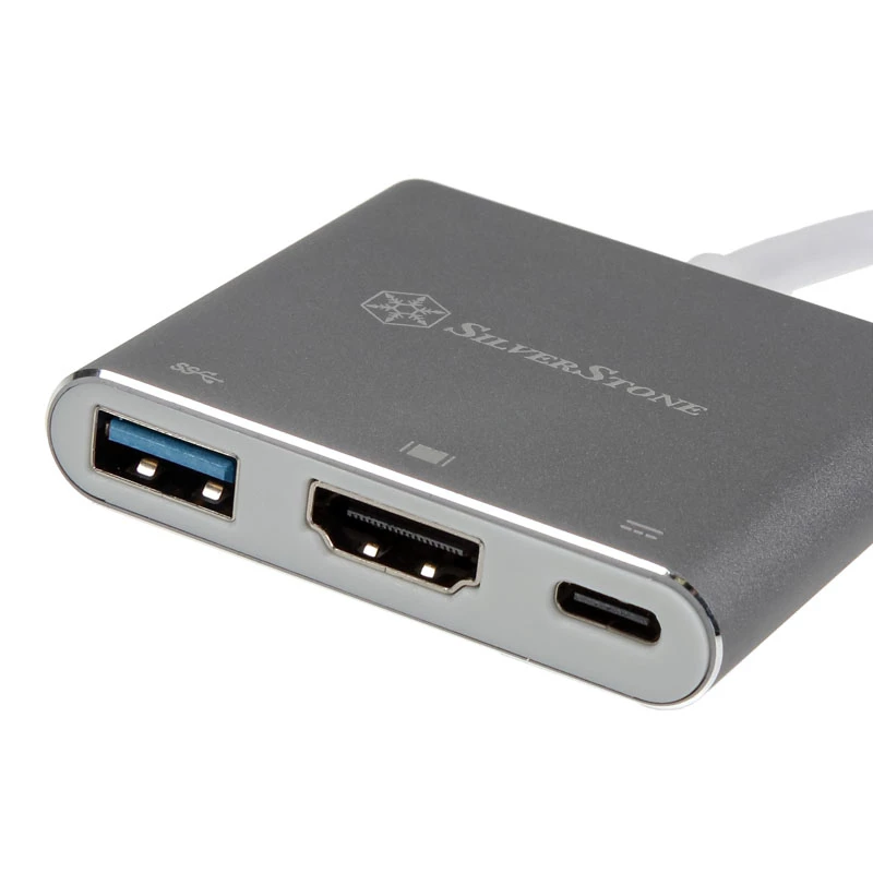 SilverStone SST-EP08C – USB 3.1 USB-C adapter HDMI-le/USB USB-C-le/USB Type-A-le – hõbedane