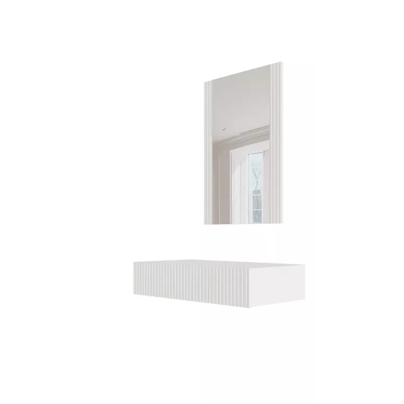 Dressing table with mirror cama meble PAFOS 80×41.6×100 cm, Valge matte, MDF frame, 1 drawer