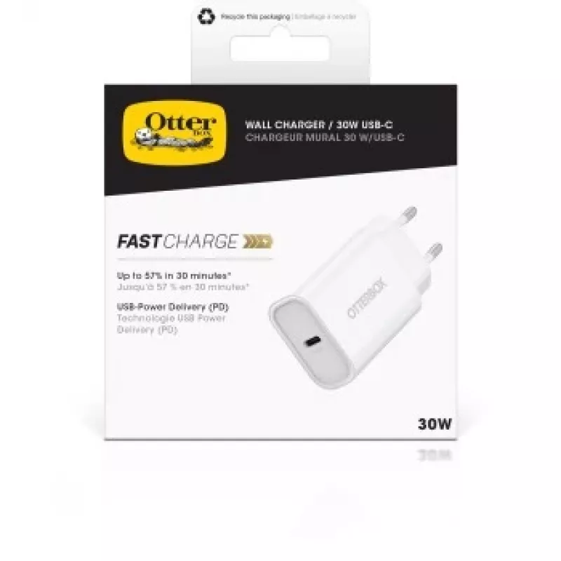 Seinalaadija OTTERBOX 30W USB-C PD Valge — 30W väljund, üks USB‑C port