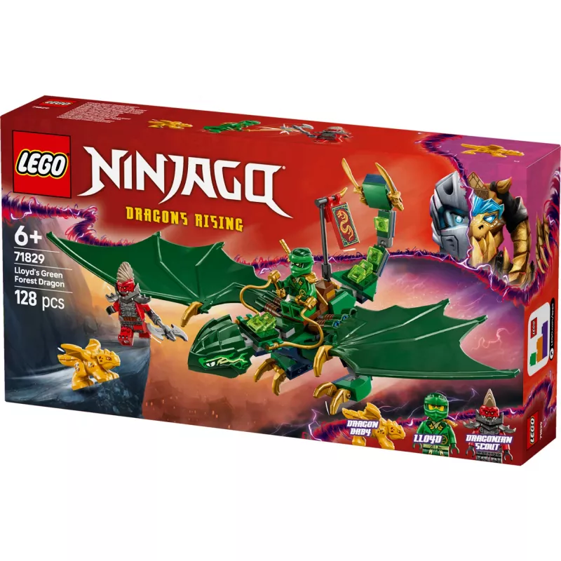 Ehitusmänguasjade komplekt LEGO NINJAGO 71829 Lloyd's roheline Forest Dragon, 128 tükki, 2 minifiguuri, vanusele 6+