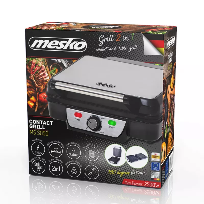 Mesko MS 3050 Kontaktgrill, 1800W, must/roostevaba teras