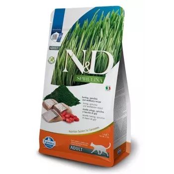 Kuiv kassitoit Farmina N&D Spirulina Heeringas 1,5 kg — teraviljavaba, 44% valku, 20% rasva