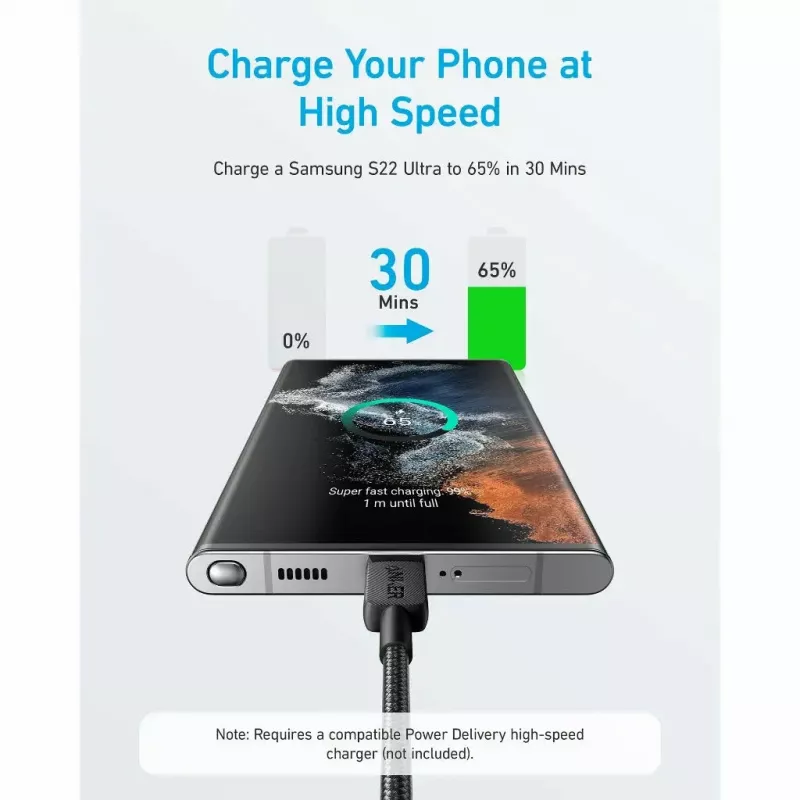USB-kaabel Anker 322 1,8 m USB-C kiirlaadimine ja andmeedastus