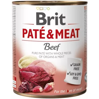 Märg koeratoit Brit Paté & Meat veiselihaga 800 g — täiskasvanud koerad, konserveeritud pasteet