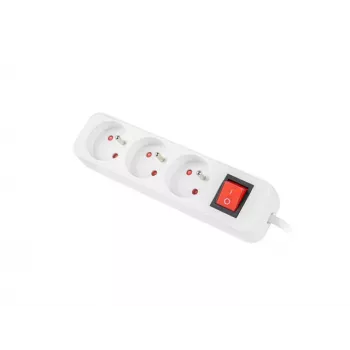 Toitepikenduskaabel LANBERG PS1-03E-0300-W — 3 m kaabel, 3 E-tüüpi vahelduvvoolupistikut, valge, siseruumidesse
