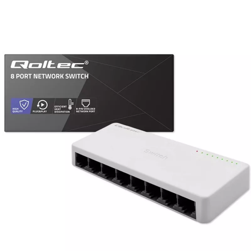 Võrgulüliti QOLTEC 52246 — 8 x RJ45 porti, 100 Mbps