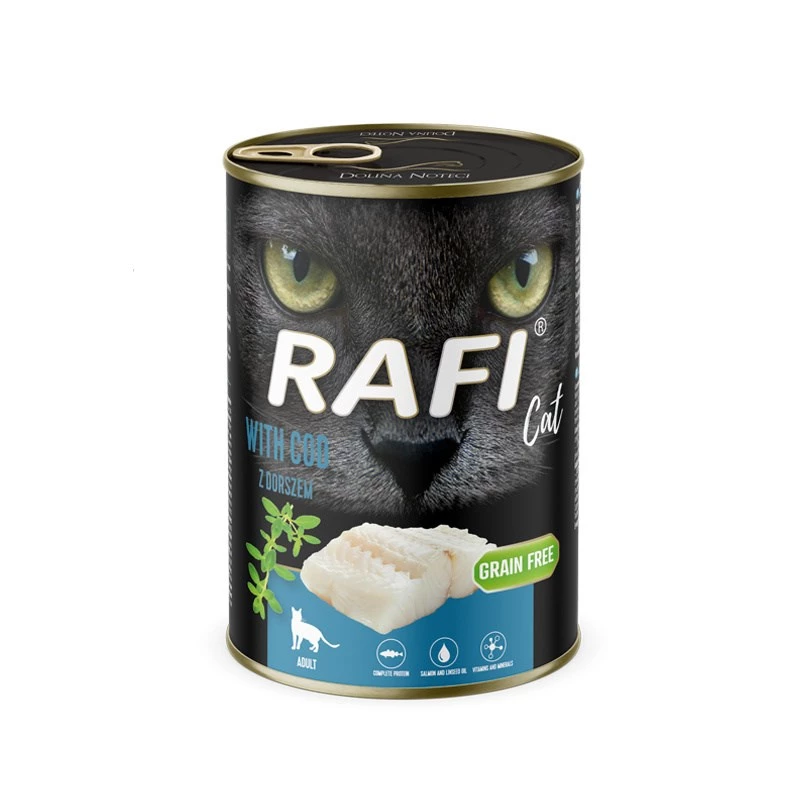 Märg kassitoit Dolina Noteci Rafi tursaga, täisväärtuslik konservtoit täiskasvanud kassidele, 400 g, kalamaitseline