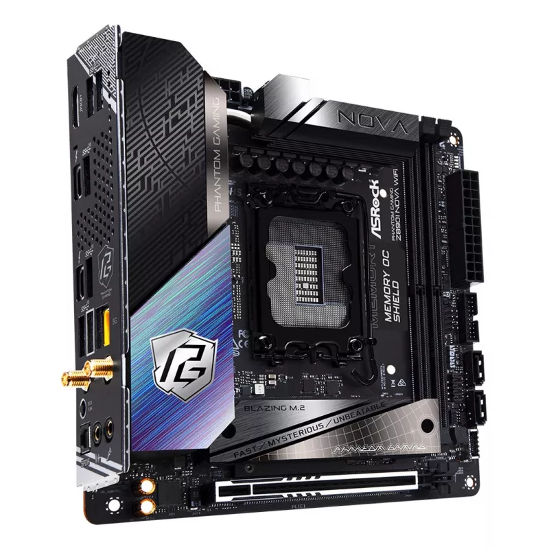 Emaplaat ASRock Phantom Gaming Z890I Nova WiFi — Intel Z890, LGA 1851, mini ITX, DDR5, 2x M.2, Wi‑Fi 6E/7, 5Gb LAN, Thunderbolt