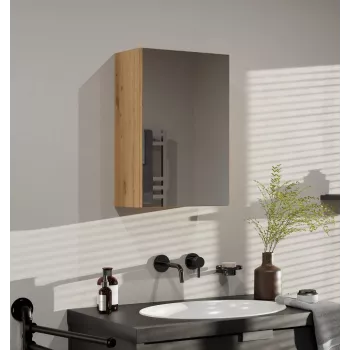 Vannitoa hoiusapp top e shop POLA 1DL ARTISAN — seinale paigaldatav, tamme raam, 400×220×600 mm, 3 riiulit