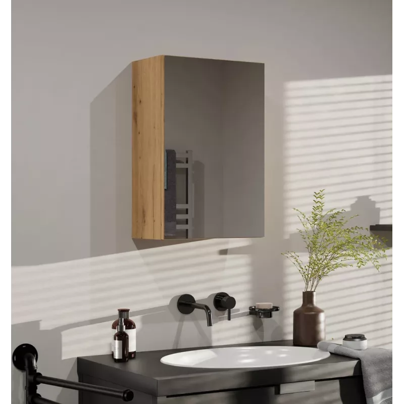 Vannitoa hoiusapp top e shop POLA 1DL ARTISAN — seinale paigaldatav, tamme raam, 400×220×600 mm, 3 riiulit