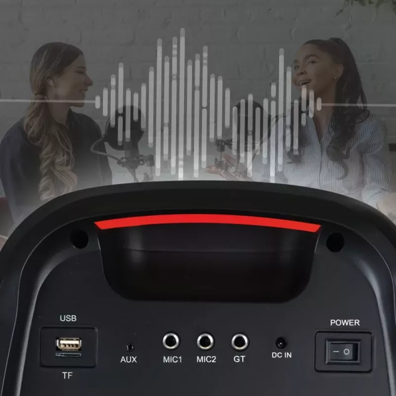 Kaasaskantav kõlar MANTA ATTIS SPK0802 120W, Bluetooth, juhtmega sisend, taaslaetav, FM, LED-tuled