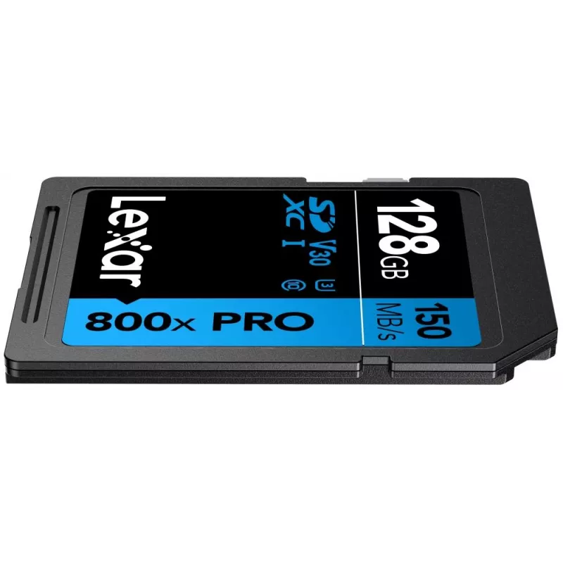 SDXC-mälukaart Lexar 128 GB UHS-I 800xPRO Klass 10 U3 V30 — 150 MB/s lugemine, 45 MB/s kirjutamine, must