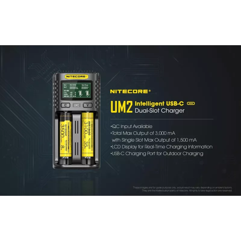 Nitecore UM2 akulaadija majapidamisaku DC Liitiumioon Nikkelkaadmium