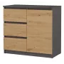Kummut top e shop Topeshop 1D3S 80×40×75 cm, antratsiidist tammepuust käsitööna matt