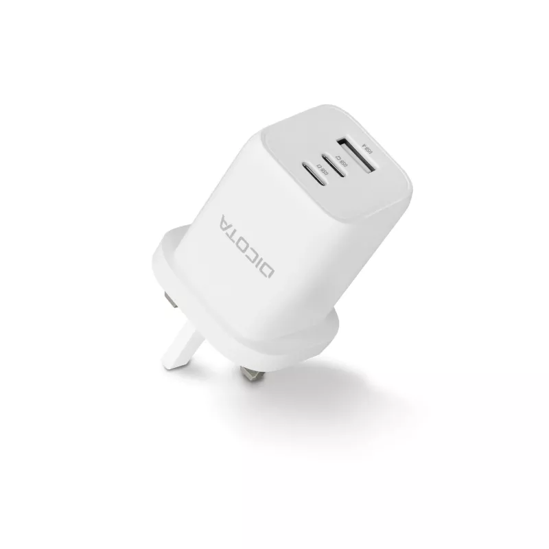 Dicota toiteplokk - kompaktne, GaN - 65 W - 5 A - PD 3.0 - 3 väljundporti (2 x USB-C, USB)
