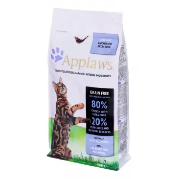 Kuiv kassitoit Applaws Chicken with Duck 2 kg — teraviljavaba täisväärtuslik pellet, 36,5% valku, 16% rasva