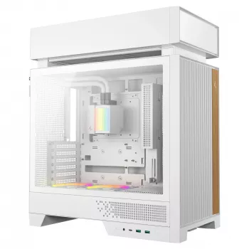 Lauaarvuti korpus DeepCool CL6600 WH — valge, toetab ATX/PS2/SFX/SFX-L toiteplokke, 140 mm ees, 120/140 mm üleval/taga, 2,5-tollised ja 3,5-tollised kettad