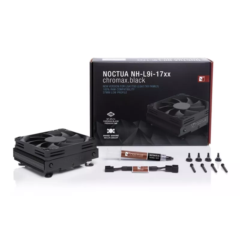 CPU jahuti Noctua NH-L9I-17XX chromax.Must — Madalprofiiliga LGA1700 jahuti, 92 mm ventilaator, 37 mm kõrgus