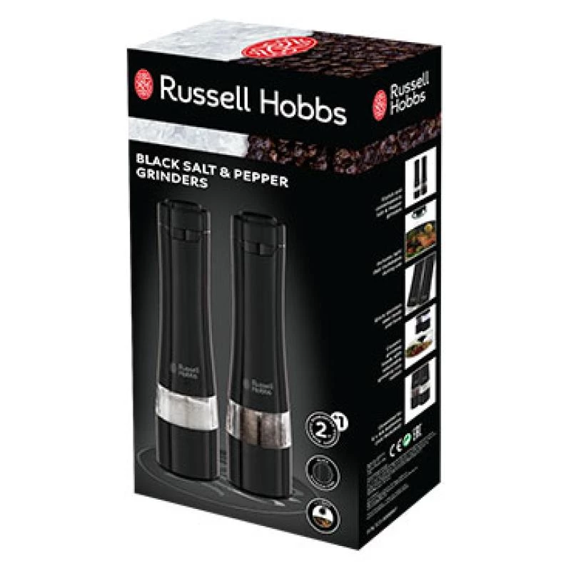 Russell Hobbs 28010-56 Electric Salt Mill Set (High Quality, Automatic, Adjustable Grinding, Light on Base, Must Metal Design) Pepper Mill