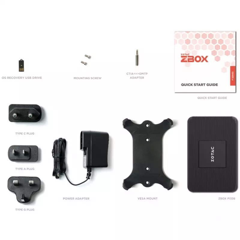 Miniarvuti Zotac ZBOX PI336-W5C Intel Celeron N6211 4 GB muutmälu 128 GB eMMC Intel UHD Windows 11 Pro