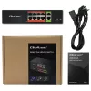 Võrgukommutaator QOLTEC FAST Ethernet PoE 8xRJ45 koos 2xRJ45 üleslingiga (mudel 52290)