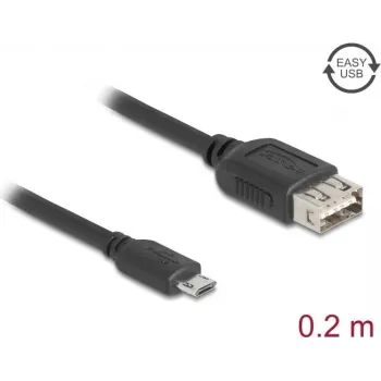 USB 2.0 kaabel DELOCK 81516 — Micro‑USB B USB A-le, 0,2 m, must, kullatud kontaktidega