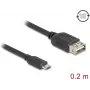 USB 2.0 kaabel DELOCK 81516 — Micro‑USB B USB A-le, 0,2 m, must, kullatud kontaktidega