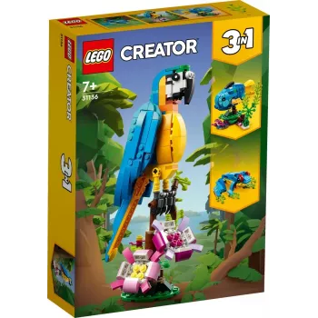 LEGO ehituskomplekt Eksootiline Papagoi 31136 — Creator vitriinmudel, 253 tükki, 220×120×110 mm